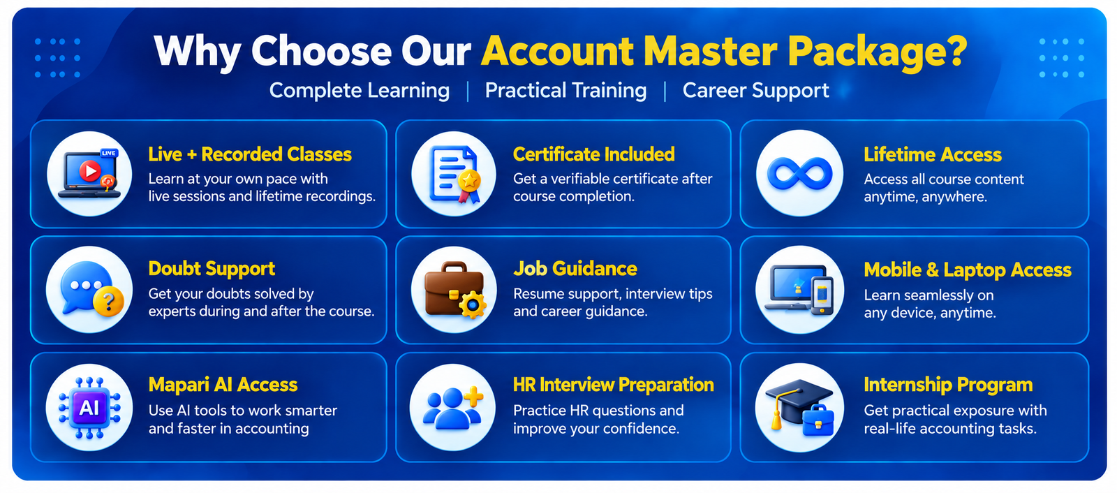 Account Master Package course banner with ₹999 offer