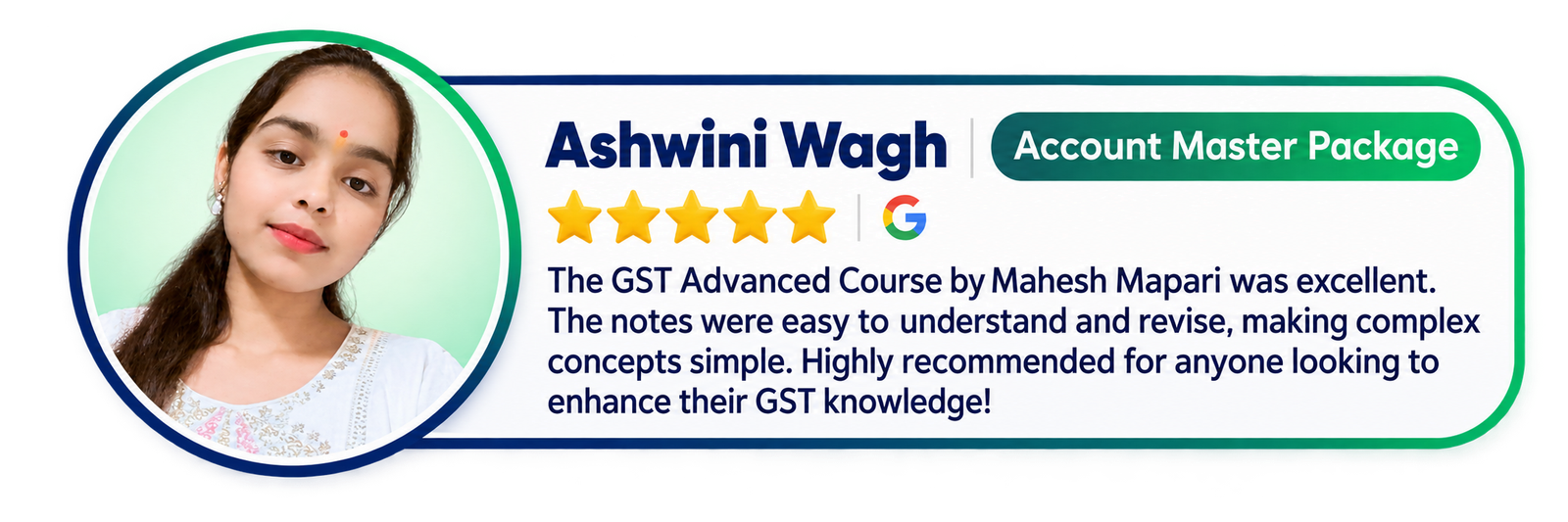 Ashwini Wagh review for the Account Master Package